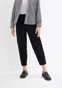 Pantaloni con cinta comoda in misto cotone, Nero, Taglia 60, bonprix