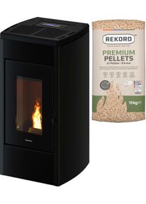 FreePoint Pelletofen »Duke 14 raumluftunabhängig« Zweifach kanalisierbare Warmluft, WIFI inklusive in schwarz