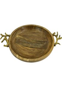 NOOR LIVING Dekotablett »Weihnachtsdeko« aus exclusivem Mango-Holz in braun, Größe Ø 40 cm