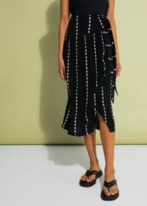 bonprix Mujer, Falda cruzada, negro, 38