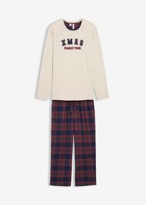 Herren Pyjama mit Flanellhose aus weicher Baumwolle und Geschenktasche, weiß, Größe 56/58 (XL), bonprix