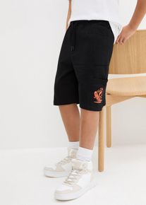 Sweat-Bermuda aus reiner Bio-Baumwolle, schwarz, Gr&ouml;&szlig;e 128/134, mit Baumwolle, bonprix