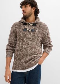 Grobstrick-Kapuzenpullover mit Baumwolle, braun, Gr&ouml;&szlig;e 48/50 (M), Rippware, bonprix
