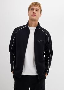 W&auml;rmende Fleecejacke mit sportiven Details, schwarz, Gr&ouml;&szlig;e 52/54 (L), Fleece, bonprix