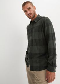 Flanell-Langarmhemd aus weicher Baumwolle, grün, Größe 51/52 (5XL), 100% Baumwolle,Flanell, bonprix