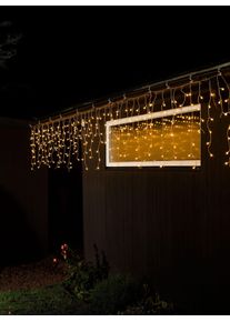 Konstsmide Led-lichtgordijn Kerstversiering buiten Led ijsregen met witte globes, 200 amberkleurige diode (1 stuk) kerstverlichting wit