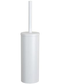 Wenko Toiletset Model Orea gesloten toiletborstelhouder van roestvrij staal, vrijstaand wc-accessoires wit
