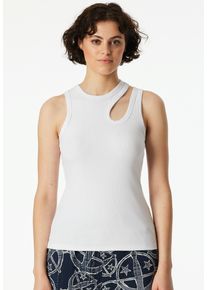 Schiesser Hemd Schiesser 150 YEARS met een cut-out op de schouder dames armloze tops maat 36 wit