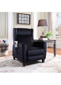 ATLANTIC HOME COLLECTION Relaxfauteuil Timon klassieke oorfauteuil met relaxfunctie en praktisch zijvak tv-fauteuils maat Fluweel zwart