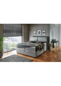 Meise Möbel meise.möbel Boxspring Columbia met extra grote bedlade boxsprings maat Geweven stof grijs