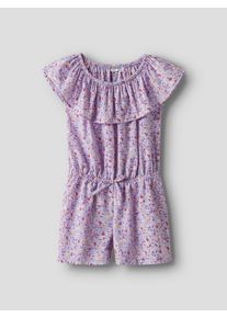 name it Korte jumpsuit NKFVINAYA PLAYSUIT FFF Kunstvezel, elastische band, all-over print meisjes jumpsuits maat 158 paars