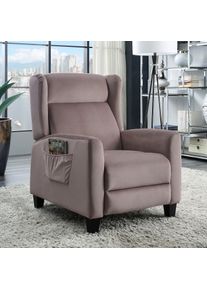 ATLANTIC HOME COLLECTION Relaxfauteuil Timon klassieke oorfauteuil met relaxfunctie en praktisch zijvak tv-fauteuils maat Fluweel bruin