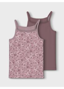 name it Hemd NKFSTRAP TOP 2P MAUVE FLOWER NOOS (set, 2 stuks) meisjes ondermode maat 146 (152) roze