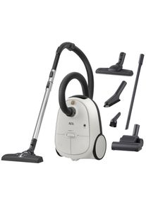AEG Stofzuiger HYGIENIC 6000 (AB61H6SW) hoog zuigvermogen, inclusief extra zuigmonden, 50% recyclingkunststof stofzuigers met zak wit