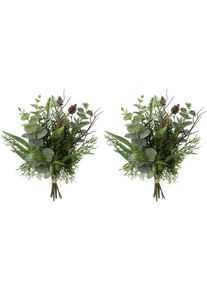 Creativ green Winterse kunstplant Kerst versiering Boeket van verschillende takken, 2-delige set (2 stuks) kunstplanten groen