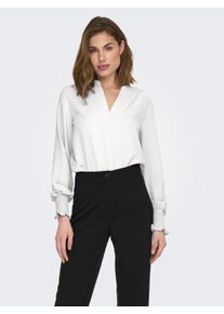 Only Shirt ONLMETTE V-NECK LS SMOCK TOP NOOS WVN dames t-shirts maat XL wit