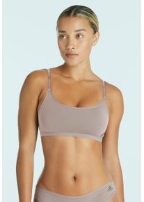 adidas Sportswear Bustier Active Micro Body Fit met stijlvolle logoprint dames sport bh's maat S bruin