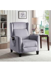 ATLANTIC HOME COLLECTION Relaxfauteuil Timon klassieke oorfauteuil met relaxfunctie en praktisch zijvak tv-fauteuils maat Fluweel grijs