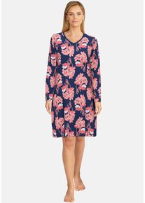 Götzburg GÖTZBURG Nachthemd Herfstbloem V-hals, lange mouw, katoenmix, comfortabel, met print (set) dames nachthemden maat 52 (6XL) rood