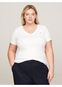 Tommy Hilfiger Curve Shirt met V-hals CRV NEW SLIM CODY V-NECK SS dames v-hals shirts maat 46 beige