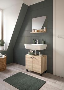 Welltime Badmeubelset Tampa, bestaand uit wastafelonderkast en spiegel, breedte 57cm(set, 2 stuks) badmeubelsets beige
