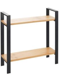Wenko Keukenrek Model Lou met 2 planken van bamboe, staand rek voor het aanrecht (1 stuk) keukenrekjes zwart