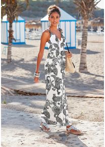 Lascana Maxi-jurk met verstelbare hals in all-over print, zomerjurk, strandjurk dames maxi-jurken maat 34 zwart