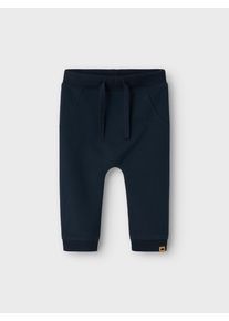 name it Sweatbroek NBNTAKKI voor meisjes en jongens met trekkoord effen, casual, regular fit, katoenmix, sweatstof kinderen broeken maat 80 blauw