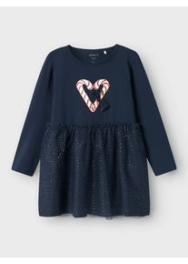 name it Mini-jurk NMFRIJUL LS DRESS BOX meisjes zomerjurken maat 116 blauw