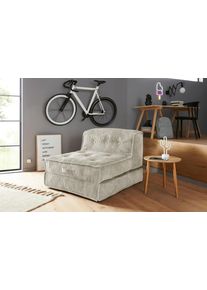 Inosign Fauteuil Pia Loungestoel van corduroy, in 2 maten, poef-functie. fauteuils maat Cord grijs