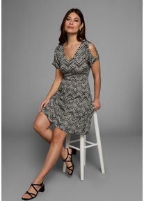 Laura Scott Zomerjurk met gespleten vleugelmouwen & elastische tailleband dames zomerjurken maat 40 zwart