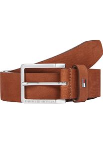Tommy Hilfiger Leren riem OLIVER NUBUCK 3.5 Metalen patch, eenvoudige doornsluiting heren riemen maat 110 bruin