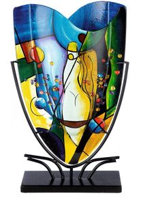 Casablanca by Gilde Tafelvaas Magic, decoratieve vaas van glas, met zwarte metalen voet (1 stuk) vazen & bloempotten maat -
