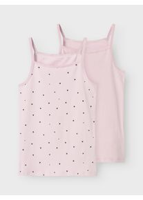 name it Hemd NKFSTRAP TOP 2P WINSOME HEARTS NOOS (set, 2 stuks) meisjes ondermode maat 122 (128) paars