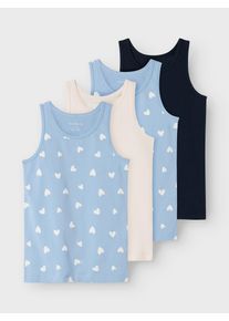 name it Hemd NKFTANK TOP 4P HEARTS NOOS (set, 4 stuks) meisjes ondermode maat 104 blauw