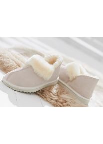 Vivance Pantoffels Pluche pantoffel, pantolette, pantoffel van lamswol dames pantoffels maat 39 beige