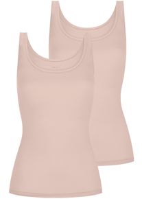 Mey Hemd Superfine Organic brede bandjes, diepe ronde hals, single jersey, elastisch (2 stuks, Set van 2) dames armloze tops maat 42 beige