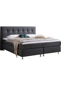 WESTFALIA Polsterbetten Boxspring met topmatras boxsprings maat Fijne structuurstof grijs