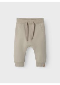 name it Sweatbroek NBNTAKKI voor meisjes en jongens met trekkoord effen, casual, regular fit, katoenmix, sweatstof kinderen broeken maat 62 beige