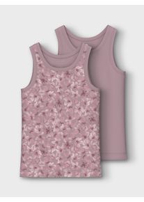name it Hemd NMFTANK TOP 2P MAUVE FLOWER NOOS (set, 2 stuks) meisjes ondergoed maat 92 roze