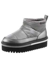 Tommy Jeans Winterlaarzen TJW NYLON FLATFORM BOOT WL , plateau, snowboots, ankleboots, instapschoen met aanhaallus dames winterlaarsjes maat 40 grijs