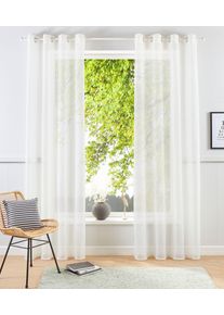 my home Gordijn XANA met ogen, franje of lussen Bestseller, effen, 1 of 2 sjaals, onderhoudsvriendelijk, sjaal, kant & klaar gordijnen maat 3 beige