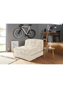 Inosign Fauteuil Pia Loungestoel van corduroy, in 2 maten, poef-functie. fauteuils maat Cord beige