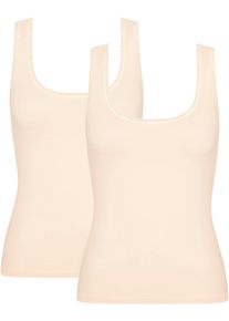 Sloggi Hemd Go fijne kantdetails, diepe ronde hals, brede bandjes, zacht (Set van 2) dames onderhemden maat L beige