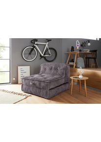 Inosign Fauteuil Pia Loungestoel van corduroy, in 2 maten, poef-functie. fauteuils maat Cord grijs