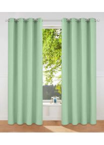 my home Gordijn Parry set van 2, ondoorzichtig, monochroom, basic (2 stuks) kant & klaar gordijnen maat 1 groen