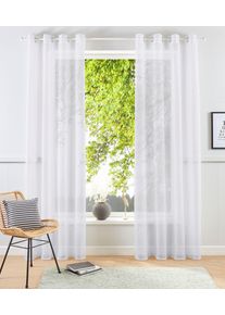 my home Gordijn XANA met ogen, franje of lussen Bestseller, effen, 1 of 2 sjaals, onderhoudsvriendelijk, sjaal, kant & klaar gordijnen maat 3 wit