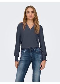 Only Shirt ONLMETTE V-NECK LS SMOCK TOP NOOS WVN dames t-shirts maat S blauw