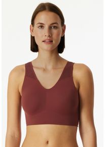 Schiesser Bustier Invisible Soft Lace uitneembare pads, kanten inzetstuk, v-hals dames bustiertops maat 36 rood