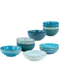 Creatable Schüsselset , Blau , Keramik , 12-teilig , Uni , rund , Geschirr, Schalen & Schüsseln, Keramikschalen